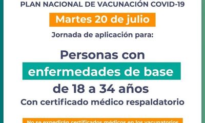 Hoy se vacunan personas con enfermedades de base