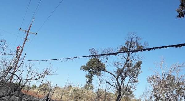 Quema de pastizal afecta tendido de Fibra Óptica de COPACO en Bella Vista Norte