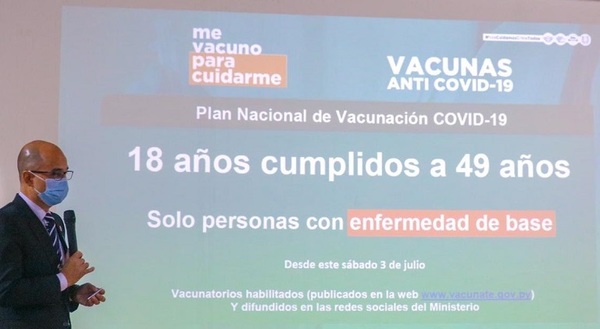Arranca vacunación anticovid a personas de 18 a 49 años con enfermedad de base