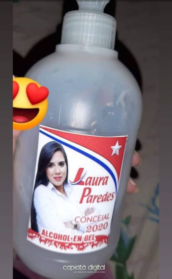 Propaganda política con alcohol en gel