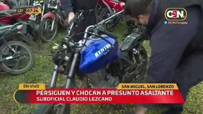 Persiguen y chocan a presunto asaltante en San Lorenzo - C9N