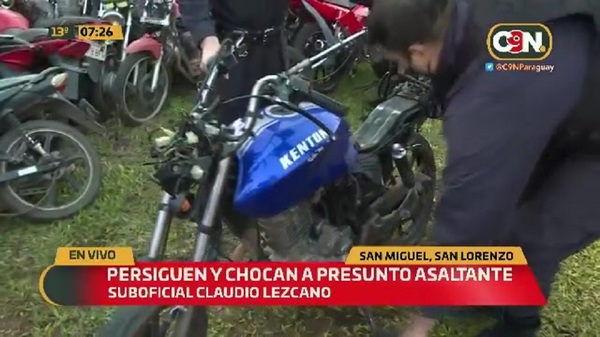 Persiguen y chocan a presunto asaltante en San Lorenzo - C9N