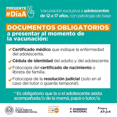 'Día A”: adolescentes con enfermedades de base se vacunan este viernes