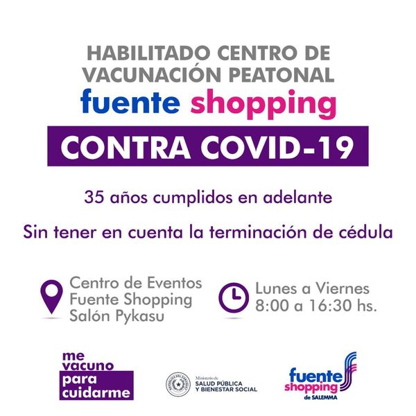 Fuente Shopping de Salemma, nuevo centro de vacunación anti covid | Ñanduti