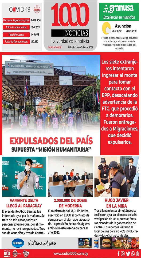 Portadas de este sábado 24 de julio de 2021