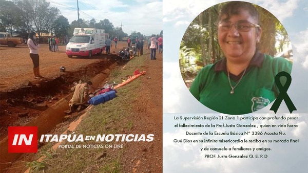 FALLECE DOCENTE DE SAN RAFAEL DEL PNÁ. TRAS ACCIDENTE EN MOTOCICLETA EN NATALIO.