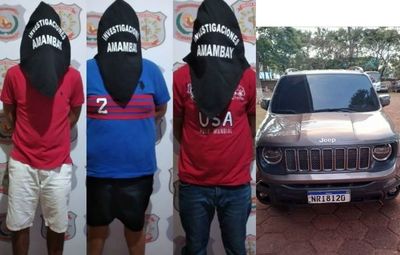 Realizaban robo de celulares en lujoso vehículo y fueron detenidos por la Policía en Pedro Juan.