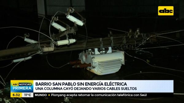 Columna cayó y dejó sin energía eléctrica a gran parte del barrio San Pablo - ABC Noticias - ABC Color