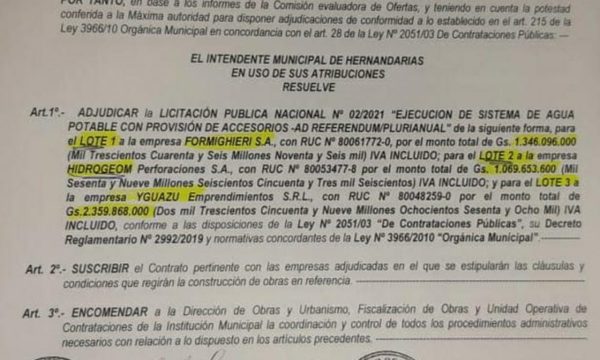 Intendente en retirada adjudica excavación de 17 “pozos de oro”, por G. 4.775 millones en Hernandarias