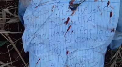 Encuentran cuerpo sin manos con una nota de “Justicieros de la Frontera”
