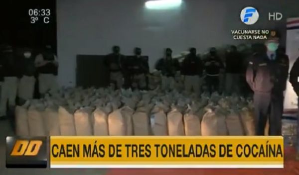 Confirman incautación récord de más de 3.000 kilos de cocaína