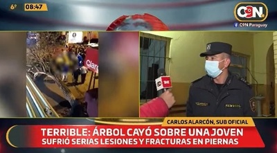 Árbol cae sobre una motociclista en Itauguá y le provoca fracturas