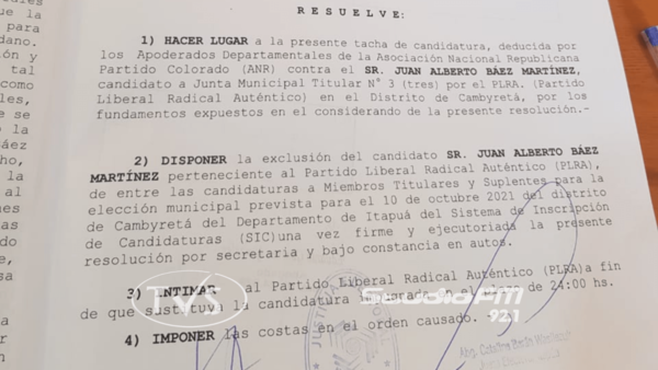 JUSTICIA ELECTORAL TACHA CANDIDATURA DE ALBERTO BÁEZ