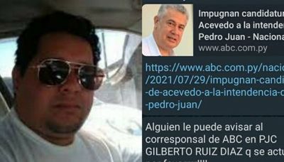 Piden a corresponsal de ABC color que se actualice en sus noticias en Pedro Juan Caballero