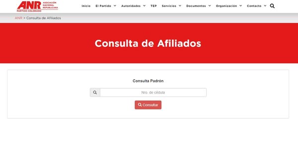 La Nación / ANR restablece página web con lista real de afiliados