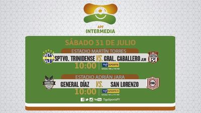 Dos juegos en la jornada sabatina de la Intermedia