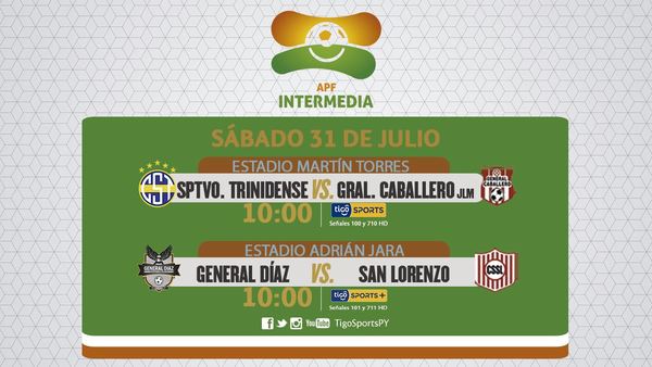 Dos juegos en la jornada sabatina de la Intermedia