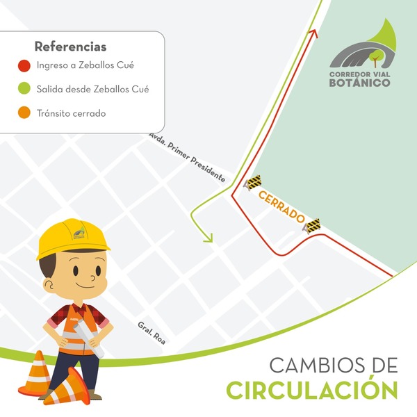 Por obras en rotonda tramo del corredor Botánico estará cerrado desde este sábado | .::Agencia IP::.