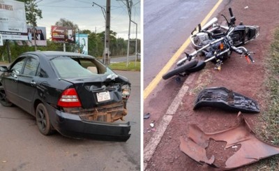 Motociclista sufre lesiones tras violento choque