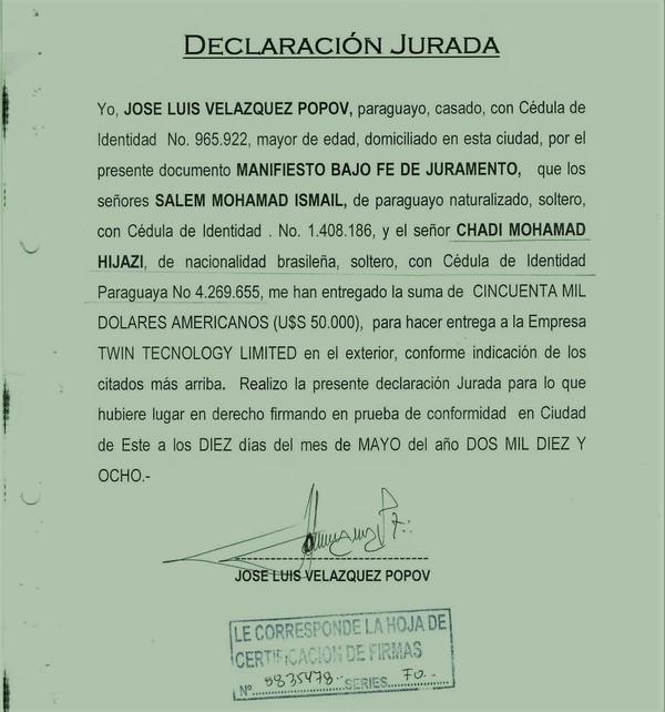 Documentos confirman ESTAFA y LAVADO de DINERO que hizo JOSÉ VELÁZQUEZ POPOV
