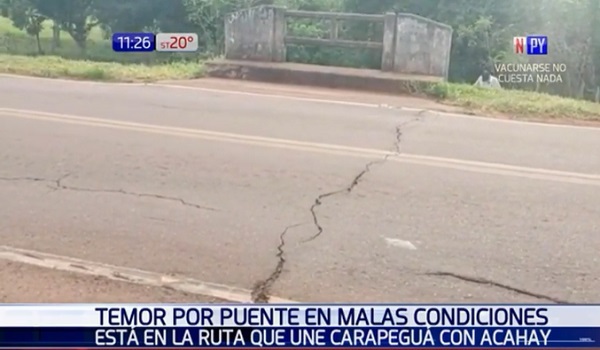 Puente en mal estado causa temor en pobladores de Carapeguá