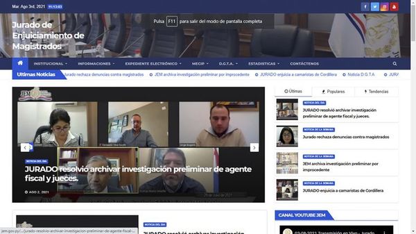 JEM presenta página web más transparente para acercarse a los usuarios de justicia, aseguran - Nacionales - ABC Color