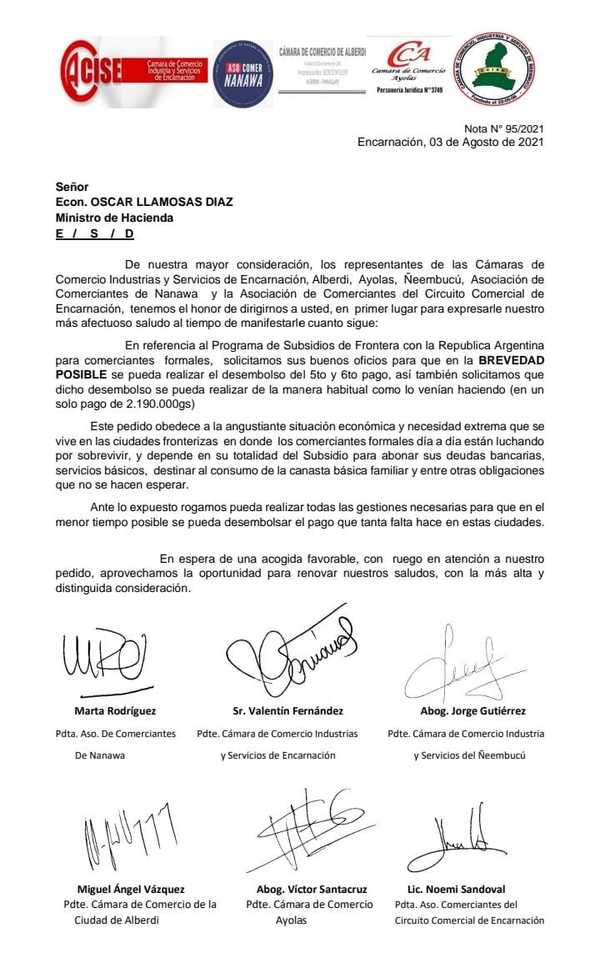 Comerciantes de frontera con Argentina exigen a Hacienda pago restante del subsidio - ADN Digital