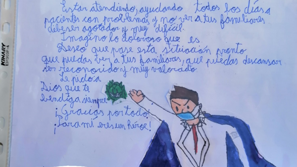 Alumnos escribieron emotivas cartas para profesionales de blanco