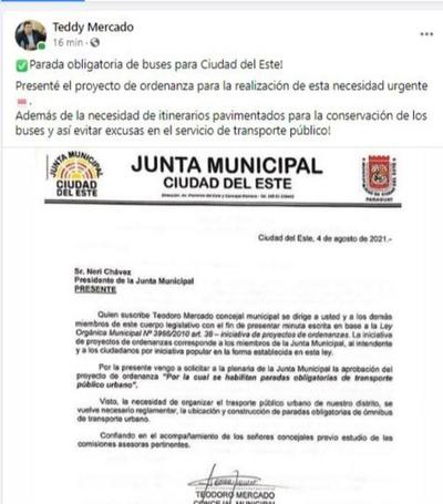 Casi seis años después, Teddy Mercado “se acuerda” de los usuarios del transporte público