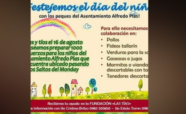 Jóvenes homenajearán a niños de asentamiento y piden colaboración