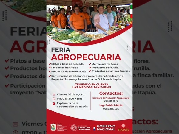 INVITAN A LA GRAN FERIA AGROPECUARIA EN LA GOBERNACIÓN DE ITAPÚA