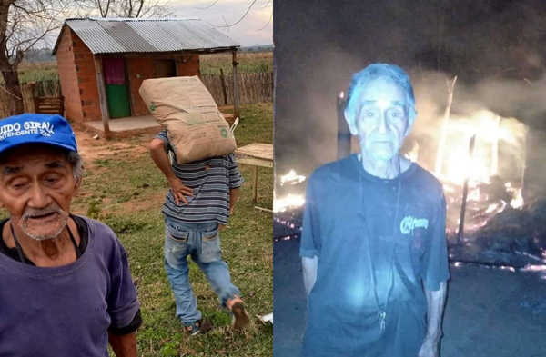 Abuelito que perdió su vivienda en incendio recibe asistencia de la gobernación - Noticiero Paraguay