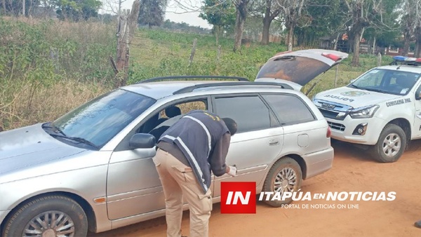 RECUPERAN VEHÍCULO ROBADO EN ASALTO EN SAN PEDRO DEL PARANÁ.