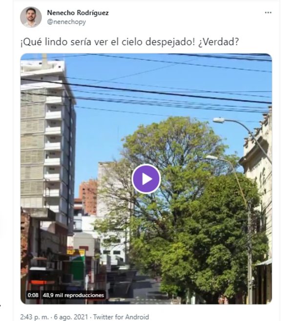En redes sociales desacreditan el “sueño” de Nenecho de una Asunción “libre de cables” - Nacionales - ABC Color