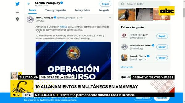 Senad realiza 10 allanamientos simultáneos en Amambay - A la gran 730 - ABC Color