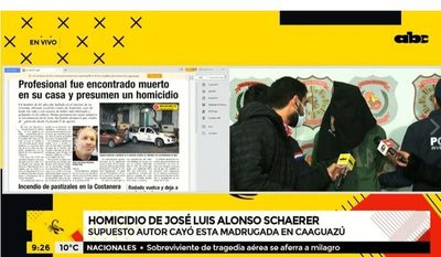 Segundo sospechoso de robo y homicidio admitió que estuvo en casa de Alonso Schaerer - Nacionales - ABC Color