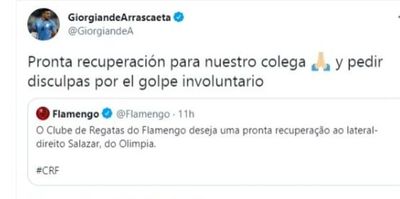 “Pronta recuperación y disculpas por el golpe involuntario” - Olimpia - ABC Color