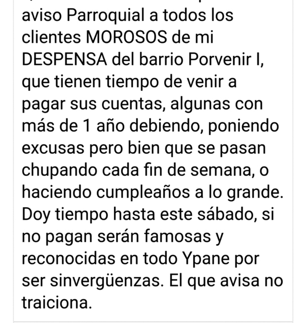 Apuran a clientes morosos que deben en una despensa