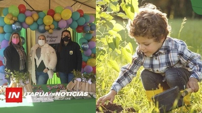 ENTREGARON PLANTAS DE ÁRBOLES A NIÑOS EN LA PLAZA DE ARMAS.