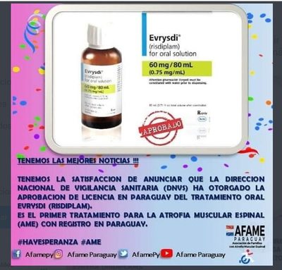 Pacientes con AME ya tienen otro medicamento para tratamiento - Nacionales - ABC Color