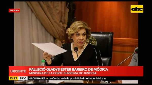 Falleció Gladys Bareiro de Módica, ministra de la Corte Suprema de Justicia - ABC Noticias - ABC Color