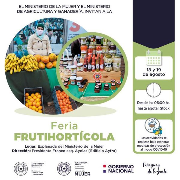 Productoras harán feria frutihortícola frente al Ministerio de la Mujer