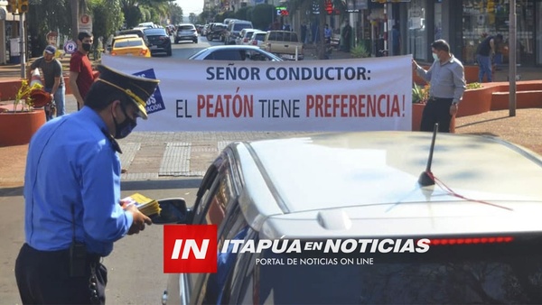 EDUCACIÓN VIAL: INSISTEN EN EL RESPETO AL PEATÓN QUE CRUZA LA CALLE.