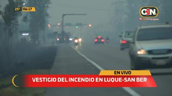 Vestigios del incendio en Luque - San Ber - C9N