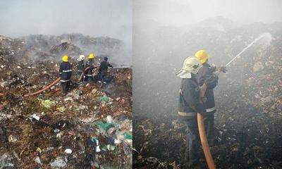 Bomberos utilizaron 17 mil litros de agua para sofocar incendio en el Vertedero de Coronel Oviedo – Prensa 5