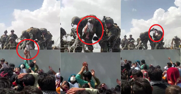 La imagen del drama afgano: un bebé en pañales entregado a militares en el muro del aeropuerto - Noticiero Paraguay