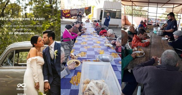 La Nación / Recién casados donan alimentos de su boda a ancianos