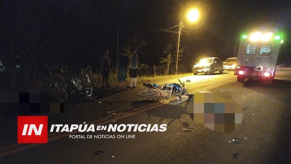 DOS MOTOCICLISTAS FALLECIDOS EN NATALIO TRAS COLISIÓN.
