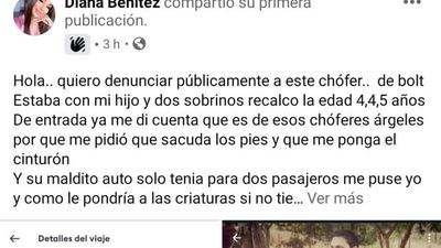 Escrachó a chofer de Bolt porque le pidió ponerse el cinturón