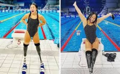 Sobrevivió a la bomba con la que se suicidaron sus padres y hoy brilla en natación